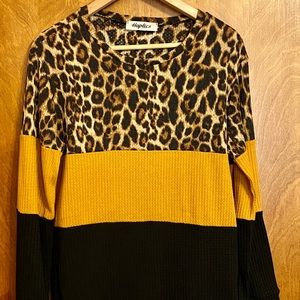 Haptics Women’s Tunic Leopard Mustard Black Size L